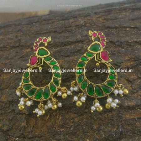 92.5 - silver - gold polished - earring - temple jewellery