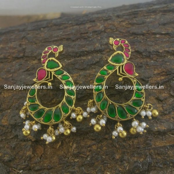 92.5 - silver - gold polished - earring - temple jewellery