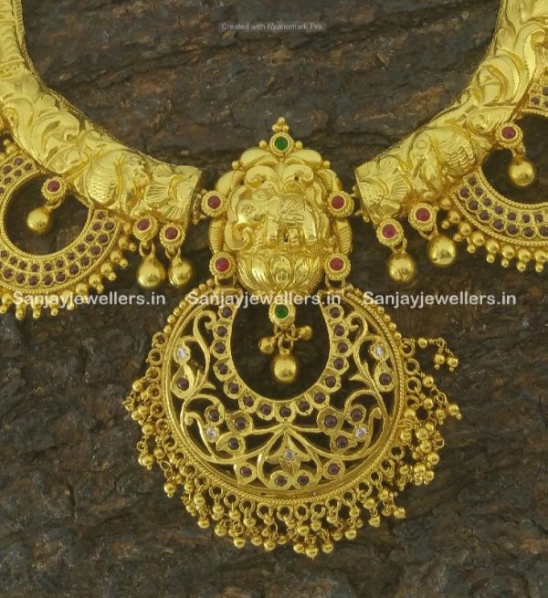 92.5 - silver - gold polished - necklace - temple jewellery
