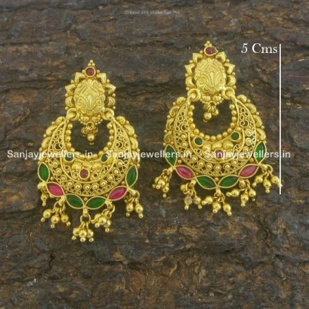 92.5 - silver - gold polished- earring - temple jewellery - jhmuky