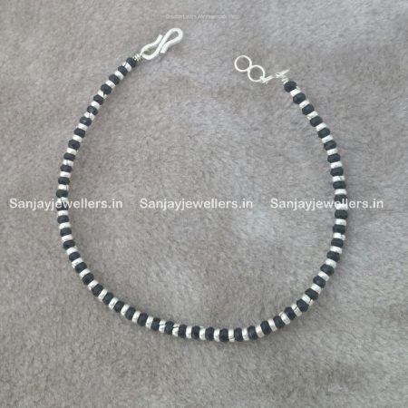 black bead anklet - nazarya payal - dristi payal