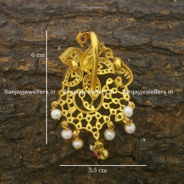 silver pendant - kundan pendent - temple jewellery - peacock pendant