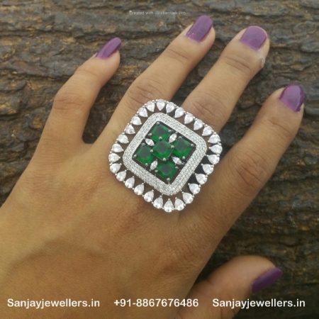 big fancy rings - silver polish rings - artificial rings - stone ring - cocktail ring - green stone ring