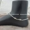 silver anklets - thin payal - single anklet - fancy - traditional - stone leg chain - foot