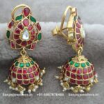Silver Gold-Polished Kundan Earring
