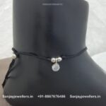92.5 Silver Black Thread Anklet (Single)