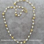 92.5 Silver Gold Polished Long Pearl Chain