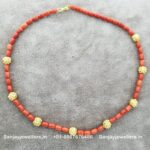 92.5 Silver Gold Polished Coral Chain