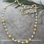 92.5 Silver Gold Polished Pearl Chain