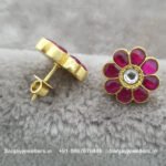 92.5 Silver Gold Polished Earring