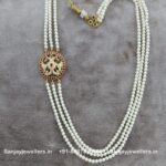 92.5 Silver Gold-Polish Pearl Necklace