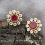 92.5 Silver Gold Polished Stud